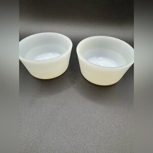 Set of 2 Vintage Glasbake White Milk Glass Custard Dishes #73